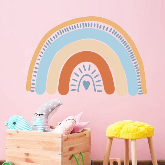 sdhkgrrt under $5 Rainbow Wall Sticker, Rainbow Wall Sticker for Living Room, Removable Background Decal for Bedroom, Colorful Pattern Art for Walls and Furniture, Peel and Stick Decor for Home