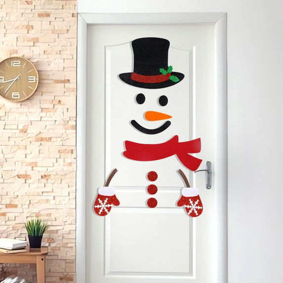 sdhkgrrt under $5 Wall Stickers, Non-woven Wall Stickers,Christmas Door Window Decals,Snowman Wall Paste,Shopping Mall Shop Decoration,Removable Holiday Decor