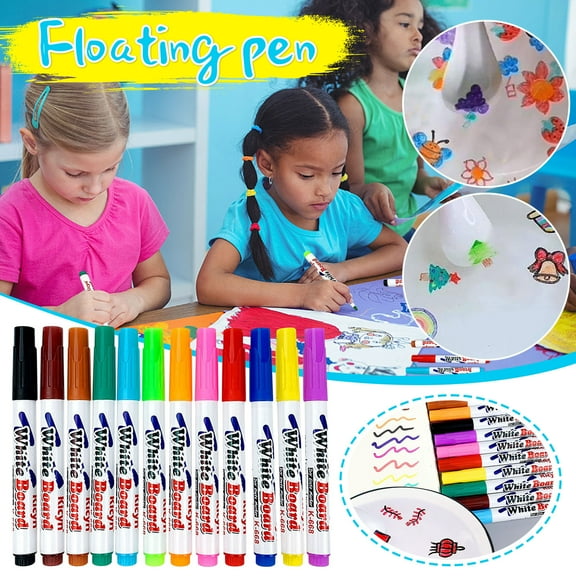 sdhkgrrt under $5 Water-Based Whiteboard Pen, 12Pack Water Based Whiteboard Pens,Erasable Marker Set 4 Colors,Floating Magic Drawing Pens,ChildrenEducational Art Supplies,Classroom Office Tools