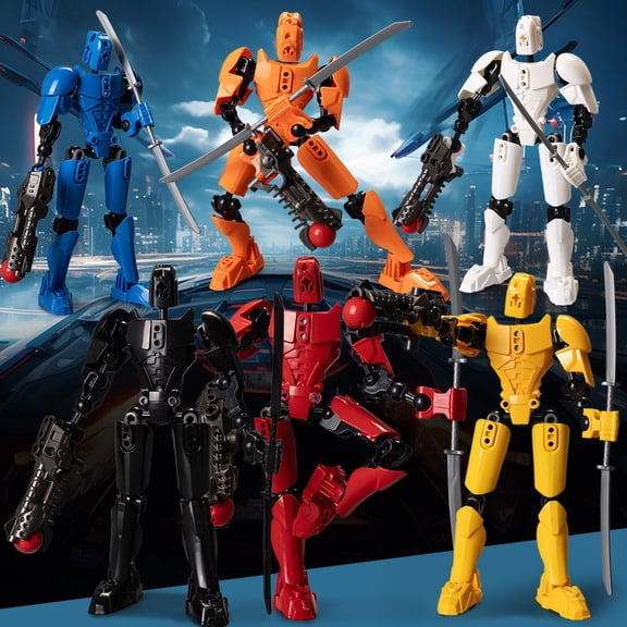 sdhkgrrt 5Pcs Robot Doll, 13 Joint Movable Action Figure for AdultsKids, DIY DecompressionToyMechanical Model, Versatile Shaped Doll for Collection Display Stress Relief