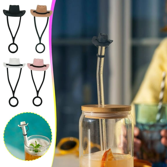 sdhkgrrt 5Pcs Straw Tips Covers,Straw Plugs, Drinking Proof Plugs Cover for Cup Accessories, Cowboy Hat Plug Straw Sealing Tools for Airtight and Leak Proof Outdoor Use