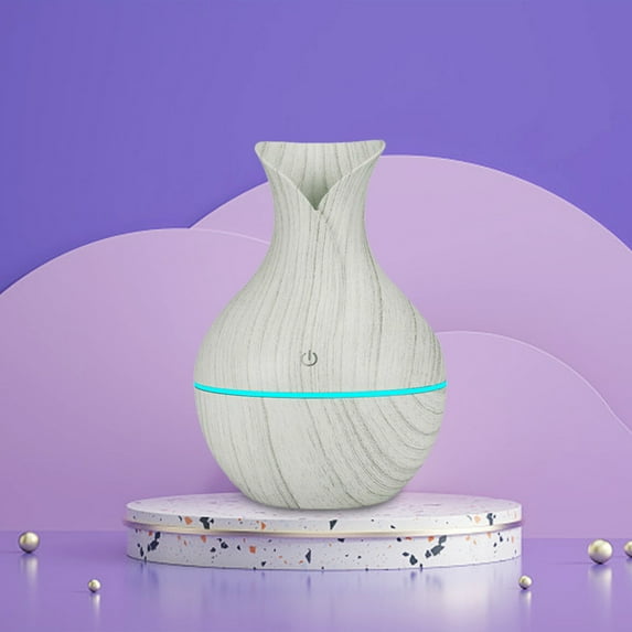 sdhkgrrt Aromatherapy Diffuser, 130ml LED Essential Oil Diffuser Humidifier for Home Office Bedroom, Wood Grain Vase Design Aroma Diffuser, Quiet Mist Diffuser for Yoga Spa Relaxation Aromatherapy