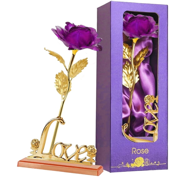 sdhkgrrt Artificial Rose, Gold Foil Rose for Gift, Colorful Fake Flower in Box, Valentine Day Rose, Birthday Present Rose
