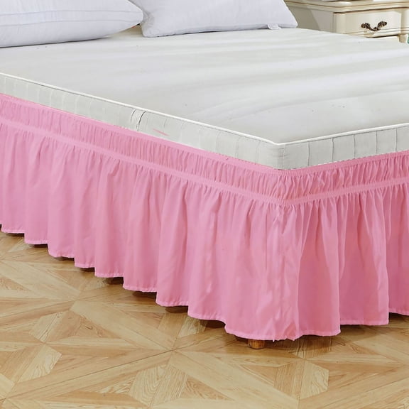 sdhkgrrt Bed Skirt, Wrap Around Elastic Ruffle Bed Skirt for Queen King Size Bed, No Split Corners 3-Side Ruffled Bed Skirt, Classic Bedroom Decor Bed Skirt for Bed Frame Mattress