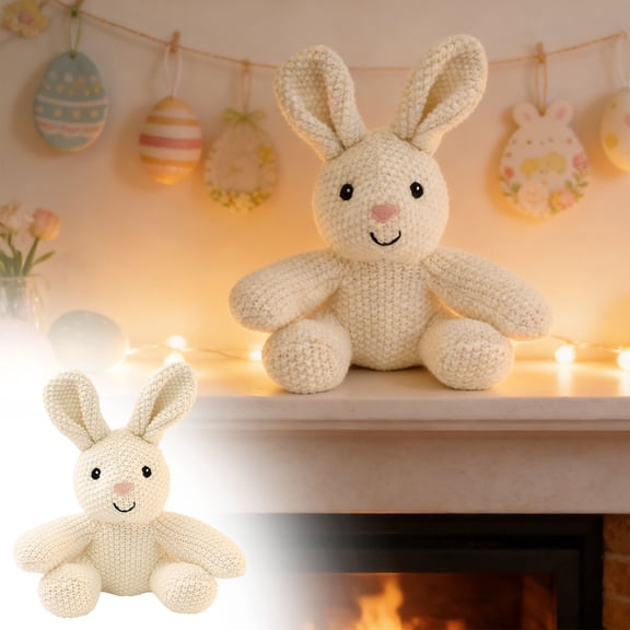 sdhkgrrt Bunny Stuffed for Kids, Soft Sit Bunny Toy for Baby, Hand Knit Doll Plush for Toddler, Cuddle Bunny Pillow for Bedtime Nap Time Play