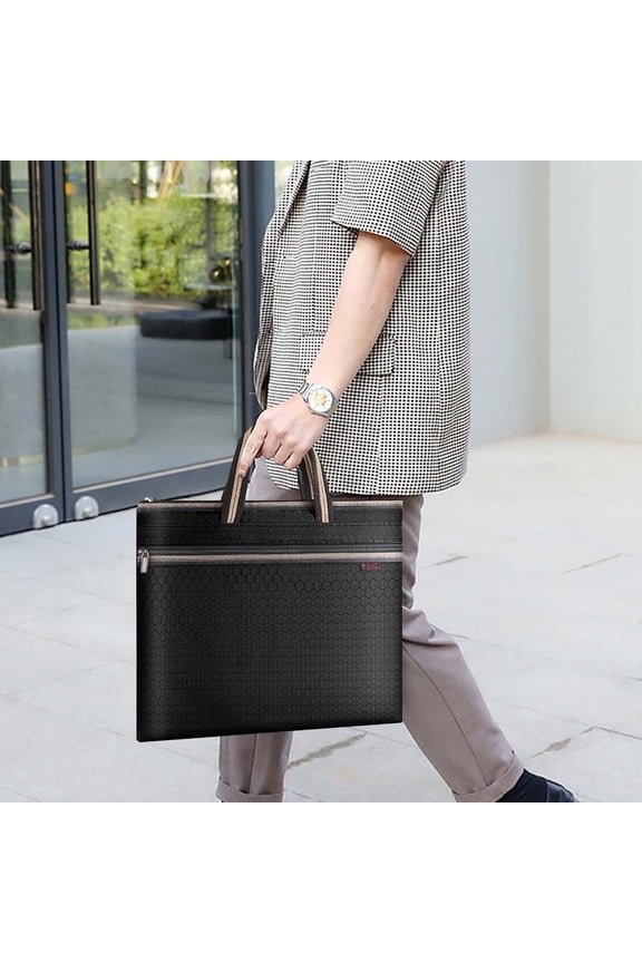 Business Briefcase, Waterproof Oxford Cloth Office File Bag for Men, Portable A4 Document Organizer with Multiple Compartments, Professional Laptop Briefcase for Work Commute Business Travel