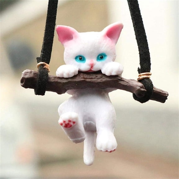 sdhkgrrt Car Pendant, 3D Car Pendant, Cute Tree Branch Cat Ornament, Hanging Rear View Mirror Decor, for Car, Truck, SUV, Adding Personality, Fun Driving Companion