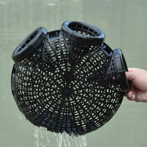 sdhkgrrt Circular Plastic Fish Trap, Detachable Fish Cage for Fishing, Foldable Fish Trap with Bait Bag, Fish Cage for Catching Loaches, Portable Fish Trap for Outdoor, Fish Trap for Fishing