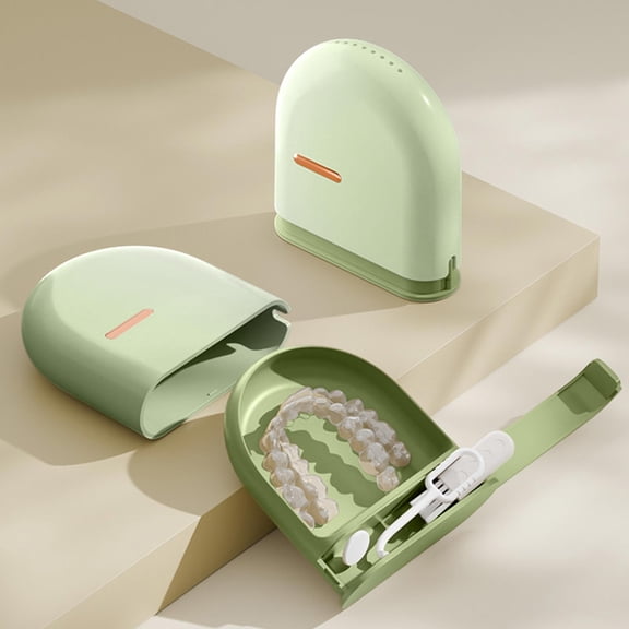 sdhkgrrt Dental Retainer Case, Dental Brace Box, Sealed and Dust Proof Storage Case, Built In Cleaning Tool Compartment, Portable for Travel, Easy to Clean, Compact Organizer