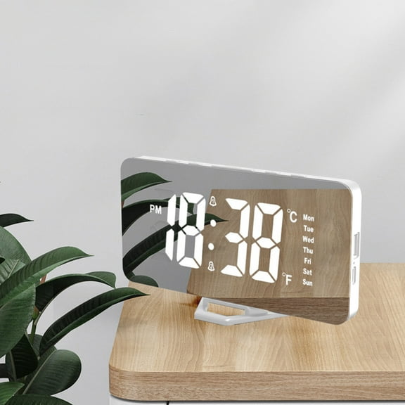 sdhkgrrt Digital Alarm Clock, Large LED Display Electronic Clock with Snooze Function, 12/24H Dual Time Format Temperature Display Plug In Wall Clock, Bedside Desk Clock for Bedroom Office Home