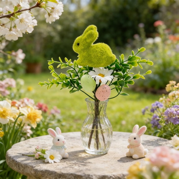 sdhkgrrt Easter Branches Artificial, Easter Simulated Branches Colorful Eggs, Artificial Leaves Bunny Spring Floral, Picks Festival Decoration for Vase Wreath Centerpiece Display