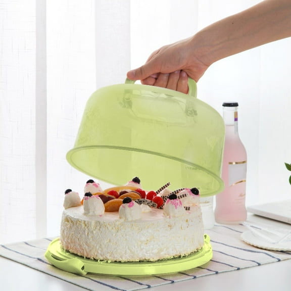 sdhkgrrt Eco-Friendly Cake Box, Transparent PP Plastic Food Storage Container with Handle, Portable Fresh Keeping Box for 6-8 Inch Cake, Airtight Sealed Clasp for Refrigerator, Home Kitchen, Picnic,