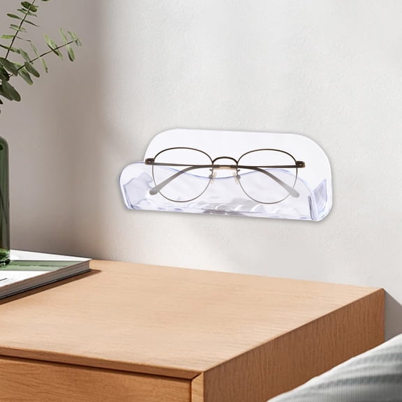 sdhkgrrt Eyeglasses Organizer, Wall Mounted Glasses Holder for Bedside Living Room, No Punch Adhesive Storage Rack with Bottom Drainage, Plastic Eyewear Display Stand for Sunglasses Reading Glasses
