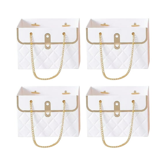 sdhkgrrt Flower Paper Gift Box, Floral Bouquet Storage Bag With Metal Chain, Wedding Party Handbag Gift Box, Gift Packaging for Flower Shop Bridal Shower Little One Shower