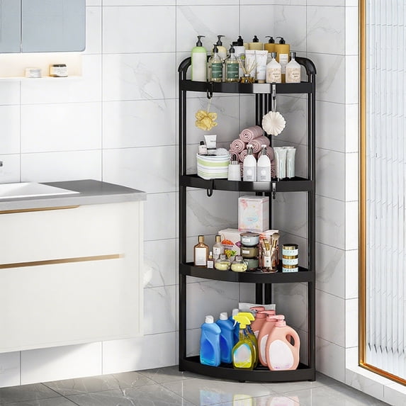 sdhkgrrt Four Tier Corner Shower Organizer, Corner Shower Shelf Organizer 4 Tier, Bathroom Storage Solution For Shower Corner, Space Saving Shower Caddy Rack, Heavy Duty Bathroom Organizer Stand