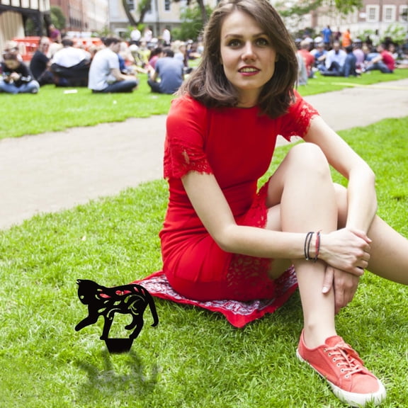 sdhkgrrt Garden Cat Stake, Black Cat Garden Stake Decor, Metal Cat Yard Art Silhouette, Hollow Cutout Animal Garden Stake for Flower Bed Pathway Patio Lawn Decoration