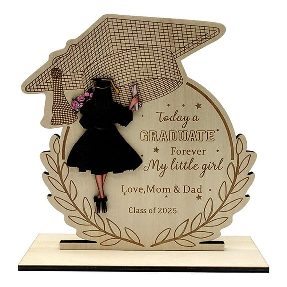 sdhkgrrt Graduation Decorations, 2025 Graduation Gifts for College High Study Graduates, Wooden Graduation Ornament with Blessings Engraved, Home Decoration Keepsake for Commencement Party Desk Shelf