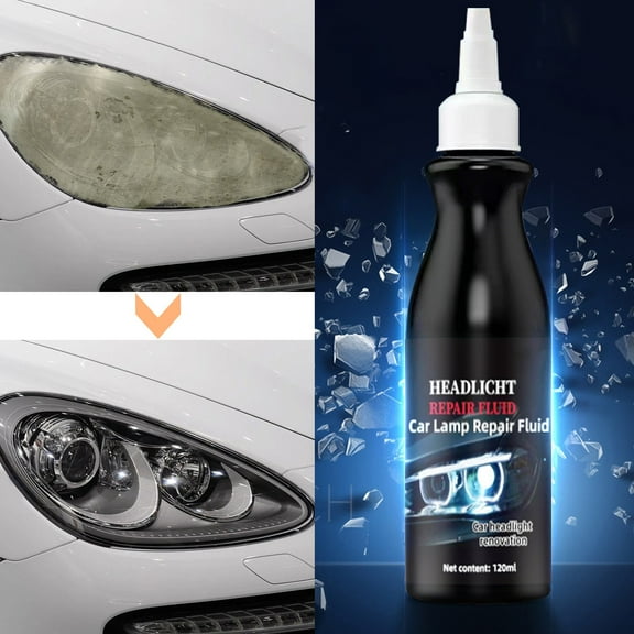 sdhkgrrt Headlight Restoration Kit, Car Headlight Polish Cleaner and Scratch Repair Fluid, Headlamp Lens Restoration Liquid for Dull Yellow Foggy Lights, Auto Detailing, DIY Car Care, 120ml Bottle