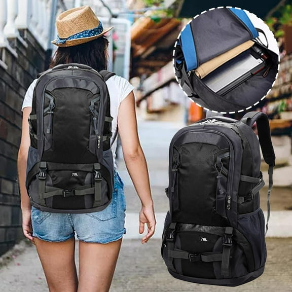 sdhkgrrt Hiking Backpack, Multi Functional Mountaineering Bag, Large Capacity Waterproof Pack for Outdoor Travel, Load Reduction Straps, Durable Material, Camping Trekking, Adventure Gear