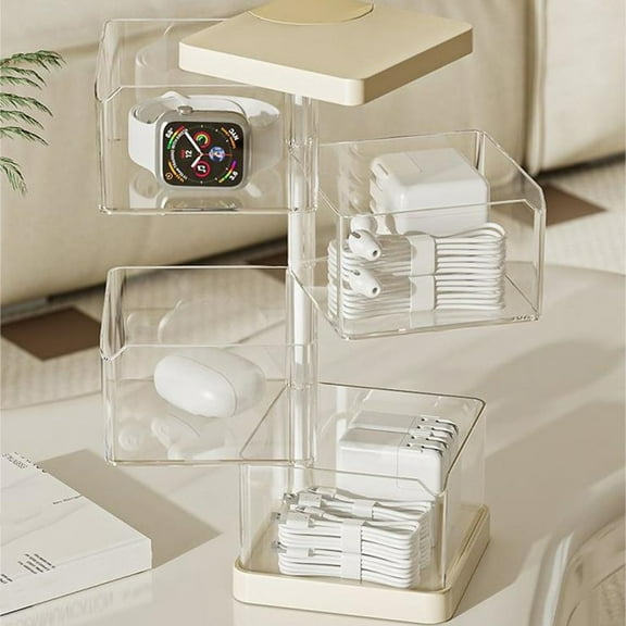 sdhkgrrt Makeup Storage Box, Desktop Rotating Storage Rack, Explosion-proof Beauty Cushion Makeup Brush Holder, Small Powder Puff Organizer Shelf Multi-layer, Transparent Body for Easy View