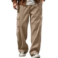 thumbnail image 1 of sdhkgrrt Men Plus Size Corduroy Cargo Pants Loose Fit Ribbed Casual Solid Long Track Trousers Outdoor Athletic Breathable Hiking Pants, Beige L, 1 of 9