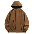thumbnail image 1 of sdhkgrrt Men Plus Size Zip Up Hooded Jacket Fall Winter Casual Loose Windbreaker Outdoor Work Wear, Coffee XL, 1 of 5