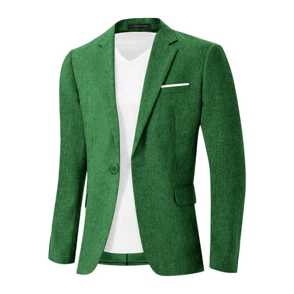 sdhkgrrt Men's Collared Long Sleeve Button Down Blazer Summer Spring Casual Fashion Basic Work Office Jacket Suit Tops, Green S