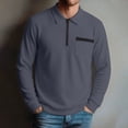 thumbnail image 1 of sdhkgrrt Men's Collared Long Sleeve Zipper Pullover Fall Winter Casual Basic Tops Fashion Trendy Work Business Outfits Clothes, Navy L, 1 of 6
