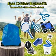 sdhkgrrt Outdoor Explorers Kit, 8 PieceKidsAdventure Set for BoysGirls, Educational ScienceToysfor Camping Hiking, Binoculars Backpack Flashlight Whistle for Outdoor Exploration Nature Discovery