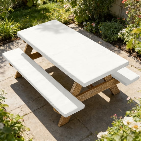 sdhkgrrt Patio Table Cover Set, Patio Table Cover Set of Three Pieces Picnic Covers, Table and Benches Covers Table Chair Protective Covers, Waterproof Polyester Cover Set for Outdoor Furniture