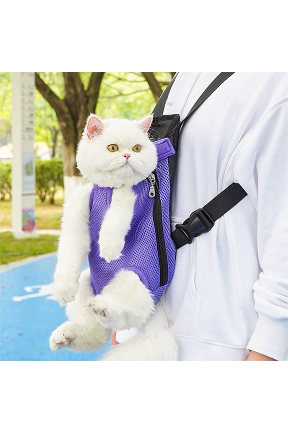 Pet Backpack, Outdoor Mesh Breathable Carrier, Portable Shoulder Bag for Cats Dogs, Travel Hiking Vet Visits, Small Animal Carrier Backpack