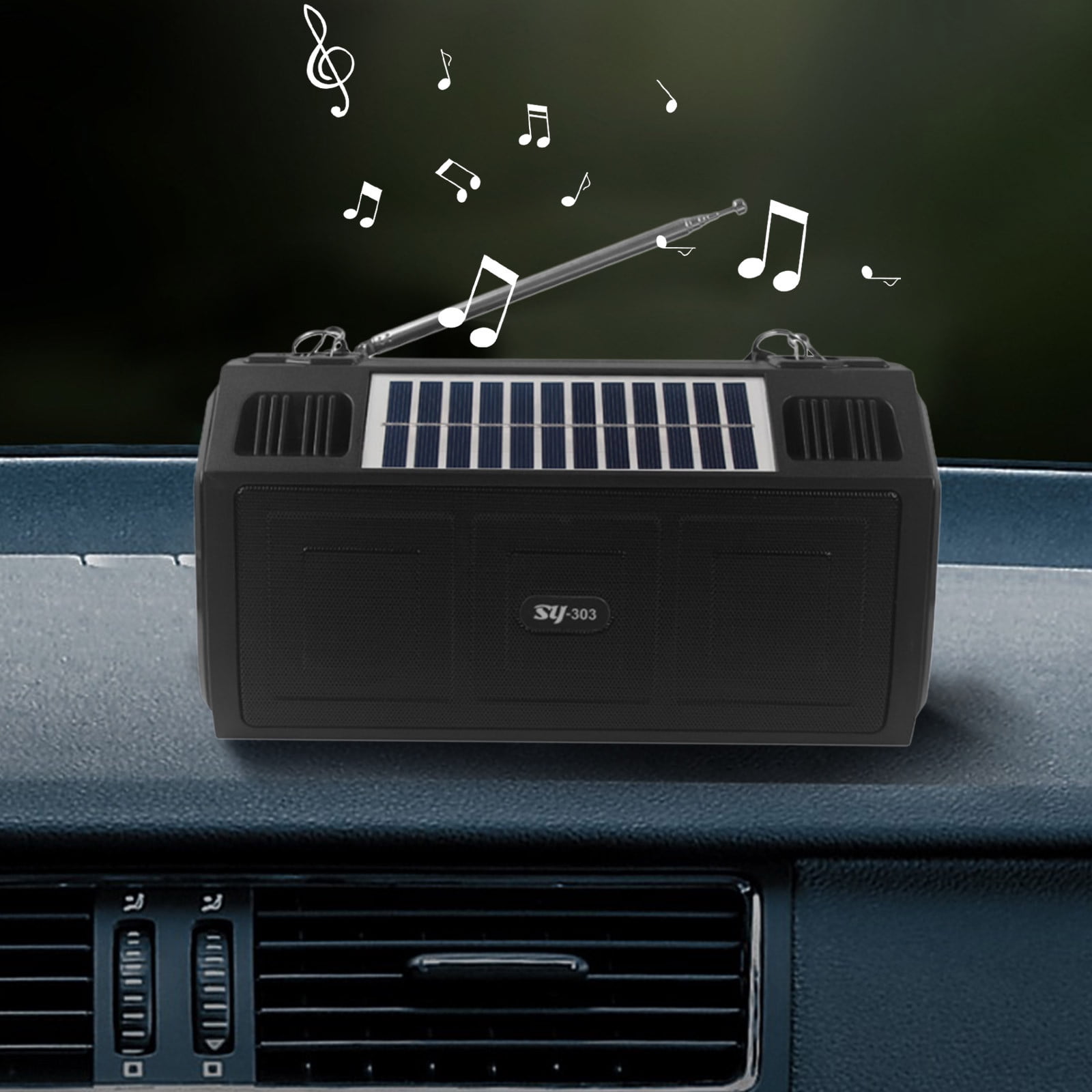 sdhkgrrt Portable Speaker,Solar Powered Sound System With Illuminated FM Radio Outdoor Flashlight Lighting And Sound System Suitable For Car Outdoor Home And Desktop Use