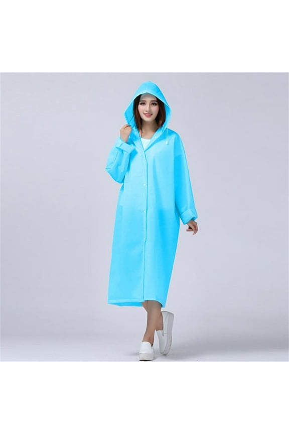 Raincoat For Adults, Reusable Waterproof Rain Poncho With Hood, Lightweight Packable EVA Rain Cape For Outdoor Camping Hiking Travel Emergency