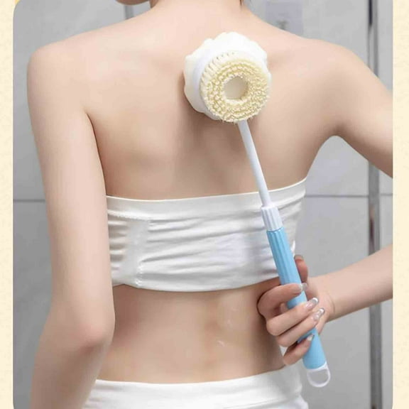 sdhkgrrt Retractable Long Handle Shower Brush, Soft Bristle Back Scrubber, Double Sided Bath Brush, Body Exfoliating Brush, Massage Brush for Shower, Extendable Bath Scrubber, Shower Ball Brush Combo