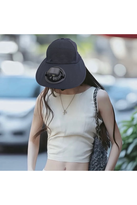 Solar Fan Hat Sports, Solar Fan Hat, Outdoor Rechargeable Cooling Sun Hat, Fast Drying Sports Hat with Built in Fan, Wide Brim Sun Protection Hat for Fishing Gardening