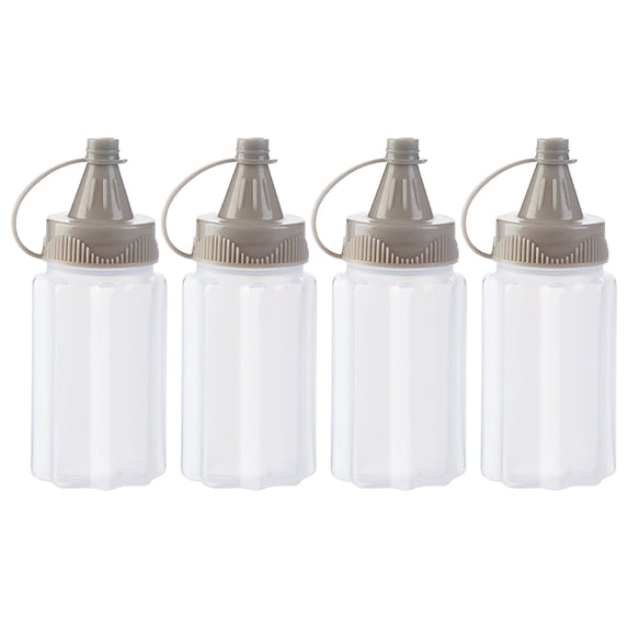 sdhkgrrt Squeeze Bottles, 4 Pack Condiment Dispenser Bottles for Kitchen BBQ, Food Grade Plastic Reusable Squeeze Bottles, Dressing Bottles for Salad Ketchup Mustard Mayo Home Restaurant