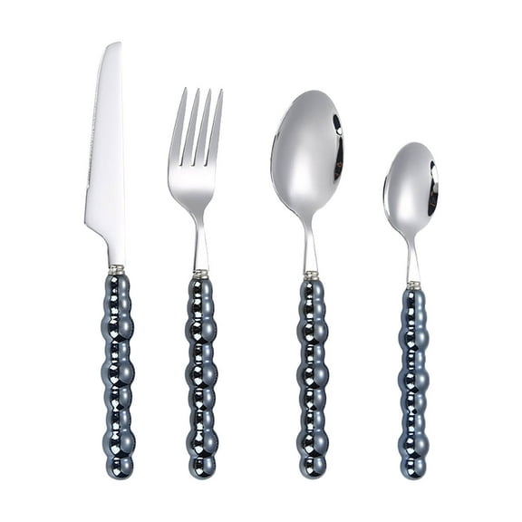 sdhkgrrt Stainless Steel Cutlery Set, 4-Piece Pearl Handle Tableware for Steak Dinner, Mirror Polished Silverware for Dessert Salad, Elegant Flatware Set for Home Kitchen Restaurant Formal Dining