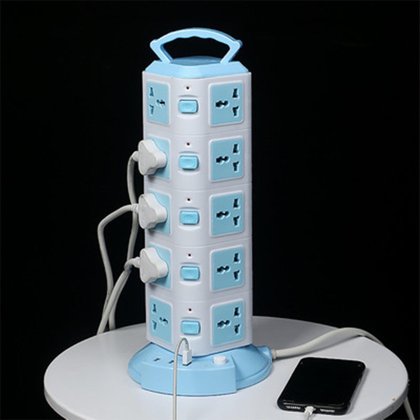 sdhkgrrt Vertical Power Strip Tower, Vertical Power Strip Tower Surge Protector, 20 Outlets 3 USB Ports Charging Station, 6.6 Ft Extension Cord Space Saving Electrical Organizer