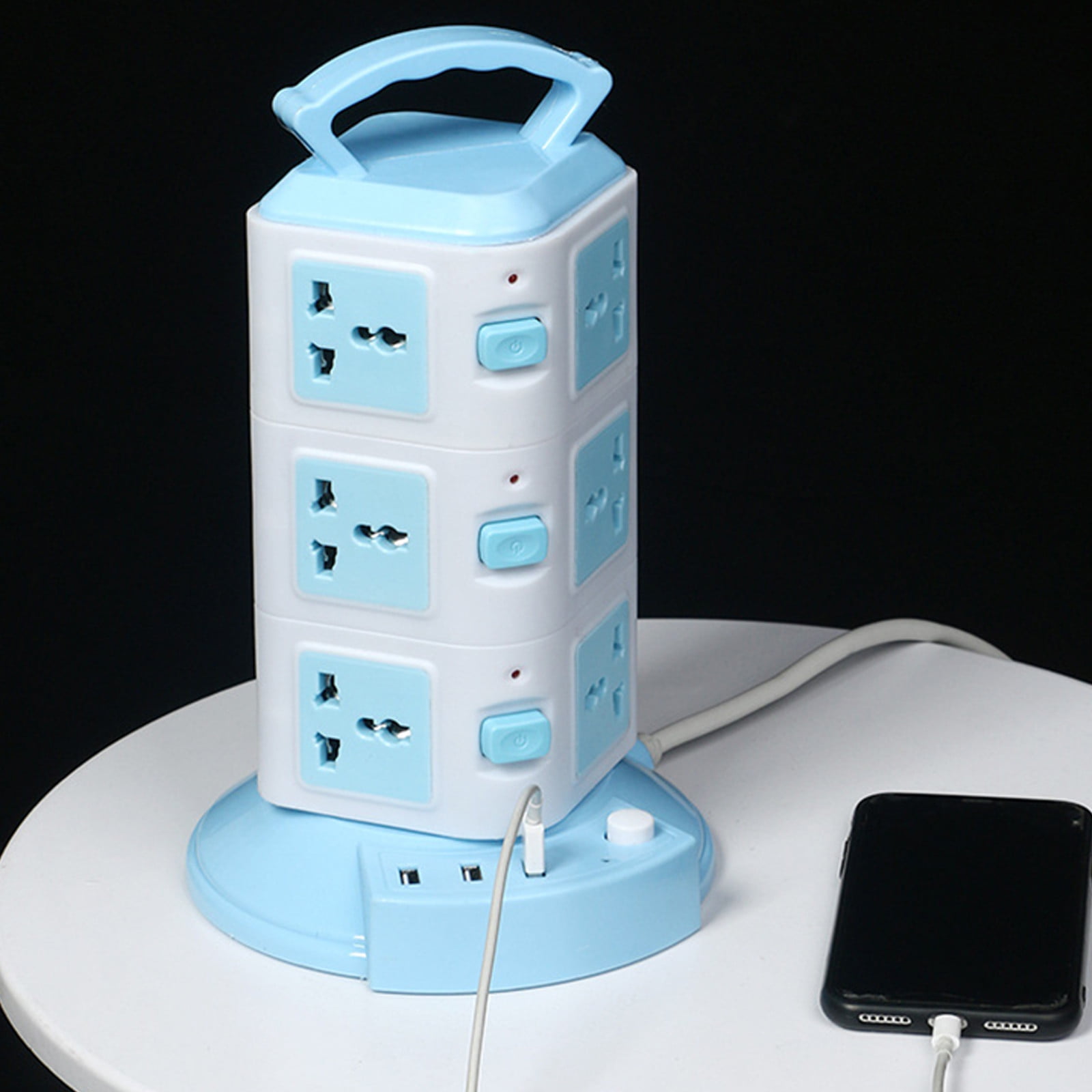 sdhkgrrt Vertical Power Strip Tower, Vertical Power Strip Tower Surge Protector, 20 Outlets 3 USB Ports Charging Station, 6.6 Ft Extension Cord Space Saving Electrical Organizer