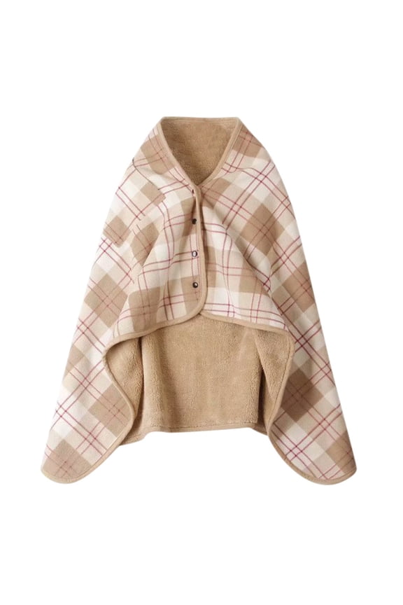 Warm Double Layer Blanket Scarf, Cozy Plaid Blanket Scarf, Versatile Winter Shawl Wrap For Women, Oversized Travel Poncho, Soft Fleece-Like Loungewear Essential