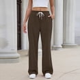 thumbnail image 1 of sdhkgrrt Women's Wide Leg Drawstring Pants with Pockets Casual Flowy Lounge Long Pants Work Travel Vacation Fall Outfits Winter Sweatpants, Coffee M, 1 of 8