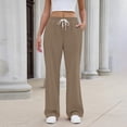 thumbnail image 1 of sdhkgrrt Women's Wide Leg Drawstring Pants with Pockets Casual Flowy Lounge Long Pants Work Travel Vacation Fall Outfits Winter Sweatpants, Khaki XL, 1 of 8