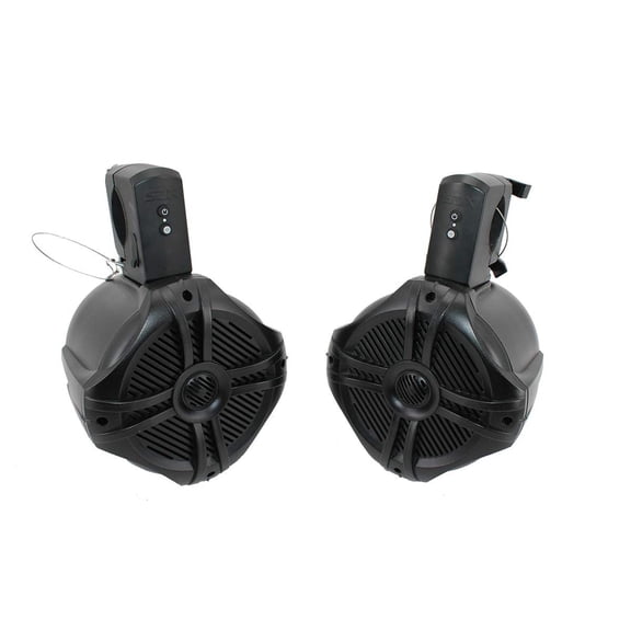 SDX Pro Audio - 6.5 inch 350W Fully Wireless Bluetooth Marine Speaker System Pair - Wakeboard Tower/Waketower and Fits Rollbar/Rollcage - Rechargeable, No Wiring/Cables Needed - No Receiver Needed