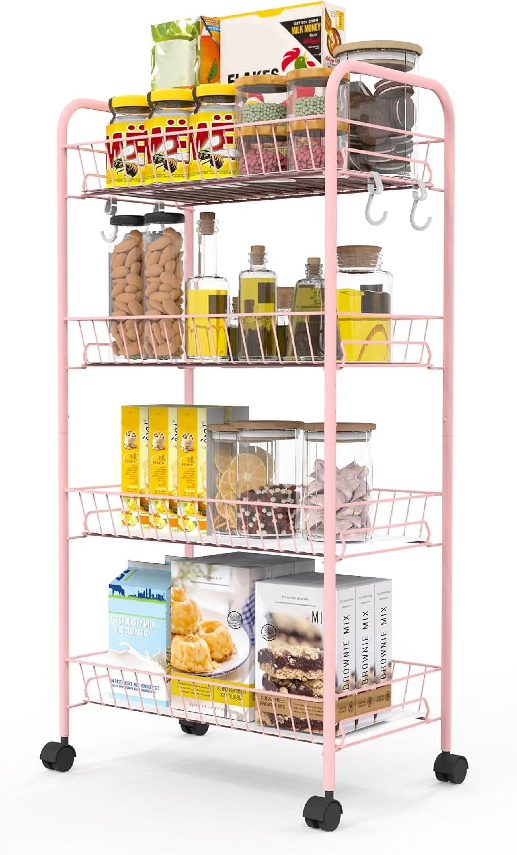 sdzifto 4-Tier Metal Rolling Utility Cart Multi-Functional Storage Cart ...