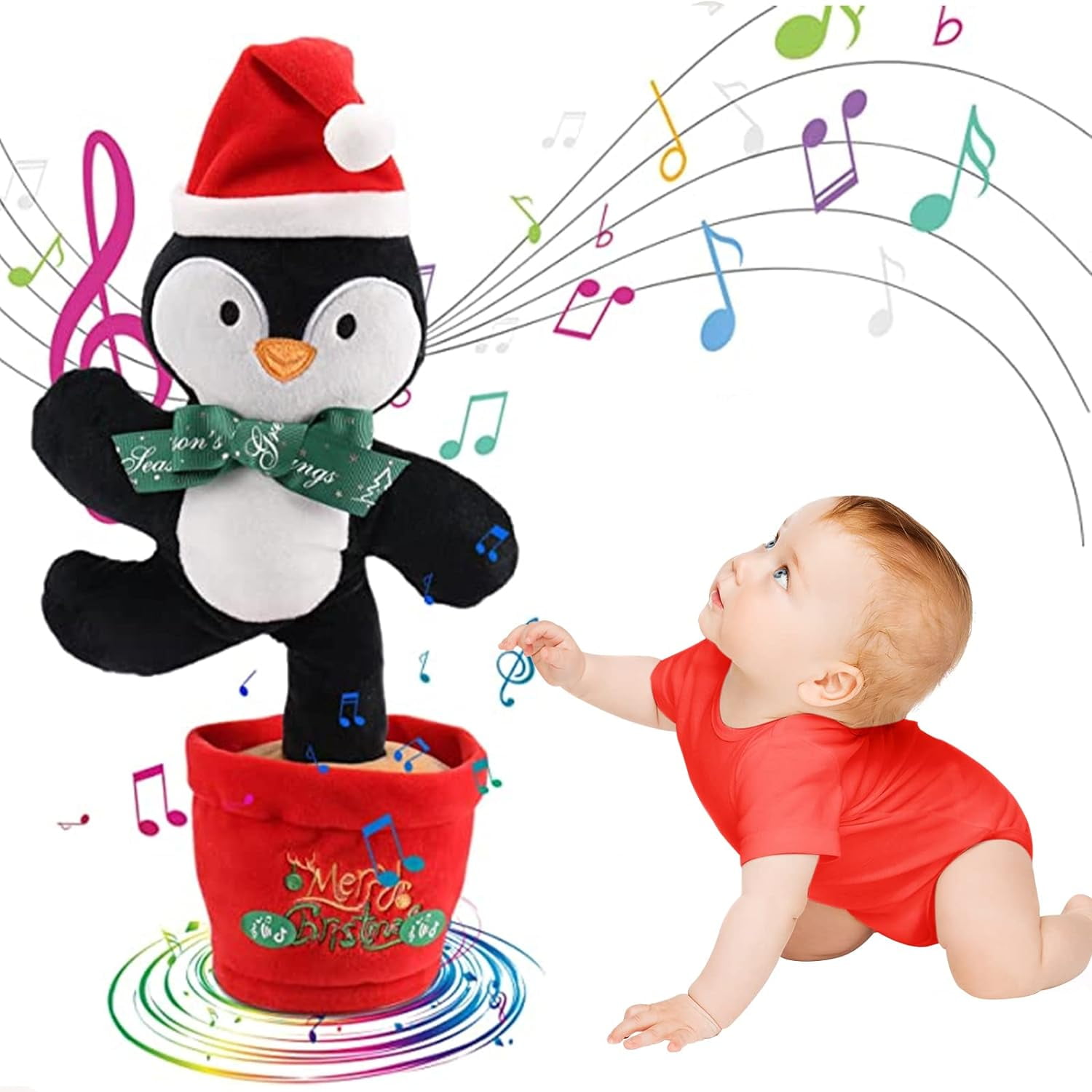 seOSTO Singing Dancing Christmas Penguin Baby Toys Musical Stuffed