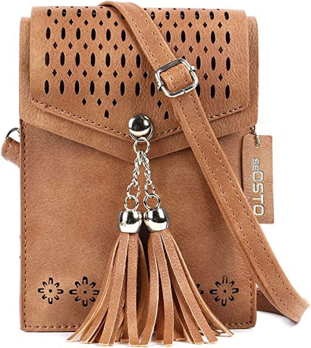 Poppy Faux Leather Womens Crossbody Shoulder Bag Cell Phone Purse Wallet  Credit Card Slots Holder Clutch