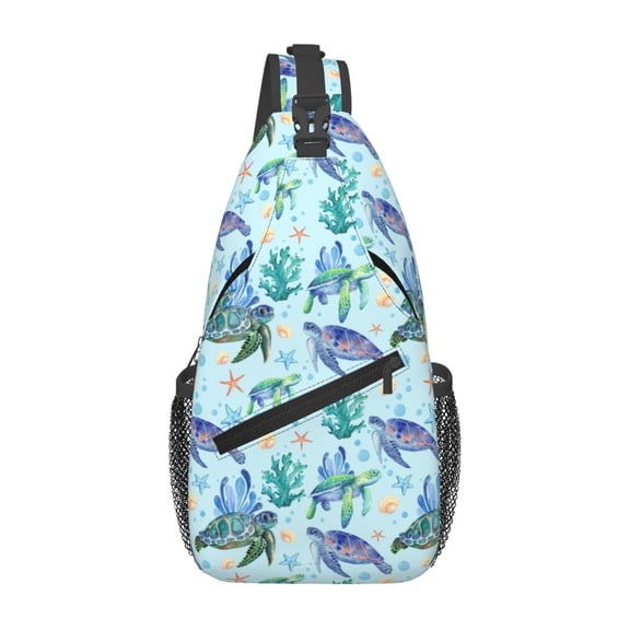 sea turtle Crossbody Sling Bag for Women Men Sling Backpack Casual Travel Hiking Daypack Chest Shoulder Bags
