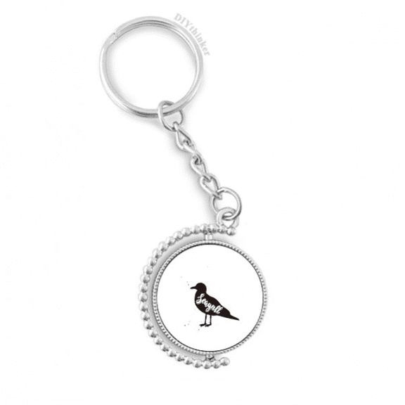 seagull black and white animal rotatable keyholder disc accessories chain clip