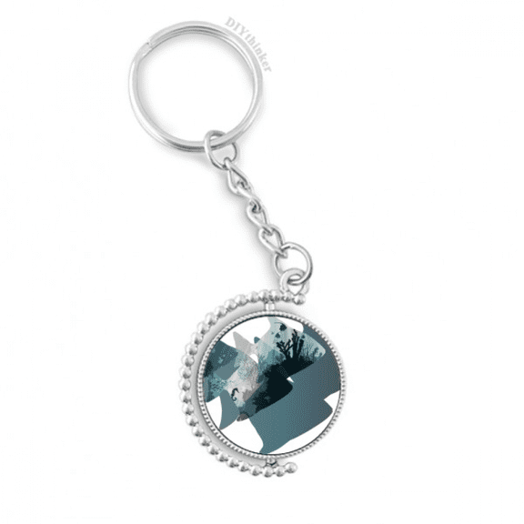 seahouse jellyfish sea nature animal rotatable keyholder disc accessories chain clip