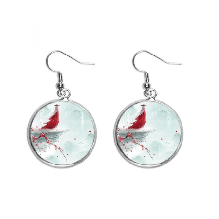 sealed with a kiss chinese watercolor earring dangle silver drop earring jewelry woman